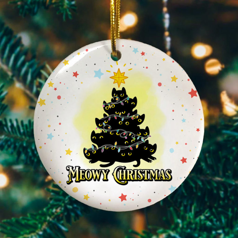 Meowy Christmas Black Cats Christmas Tree Decorative Christmas Ornament