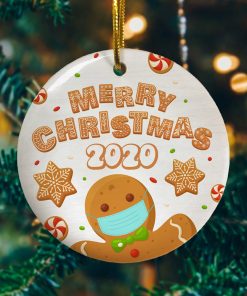 Merry Christmas Funny Gingerbread Wearing Mask Circle Christmas Tree Ornament Keepsake Ornament