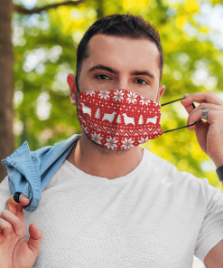 English Cocker Spaniel Ugly Christmas Sweater Pattern Face Mask with PM2.5 Filter