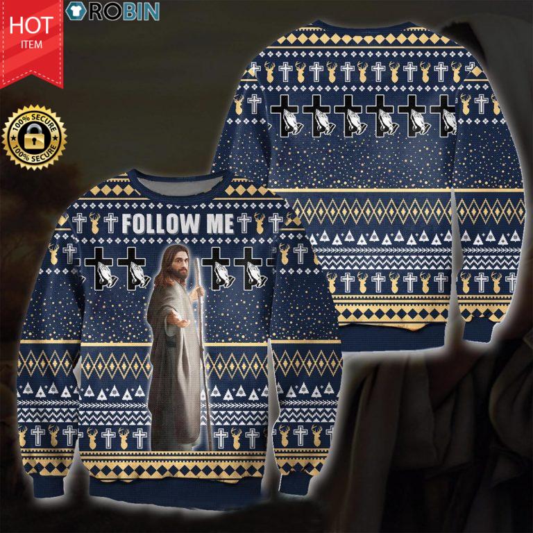 Jesus Follow Me Christmas Wool Ugly Sweater