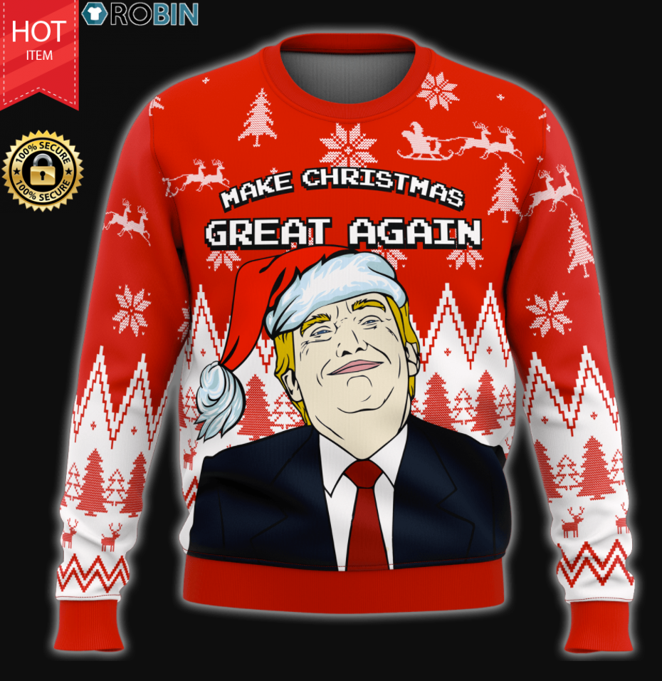 Trump Make Christmas Great Again Christmas Wool Ugly Sweater Trump Sweater Christmas