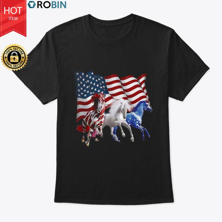 American Flag Horses T Shirt