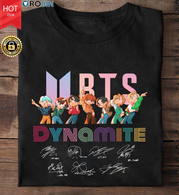 BTS Chibi Band Music Dynamite Signatures T Shirt