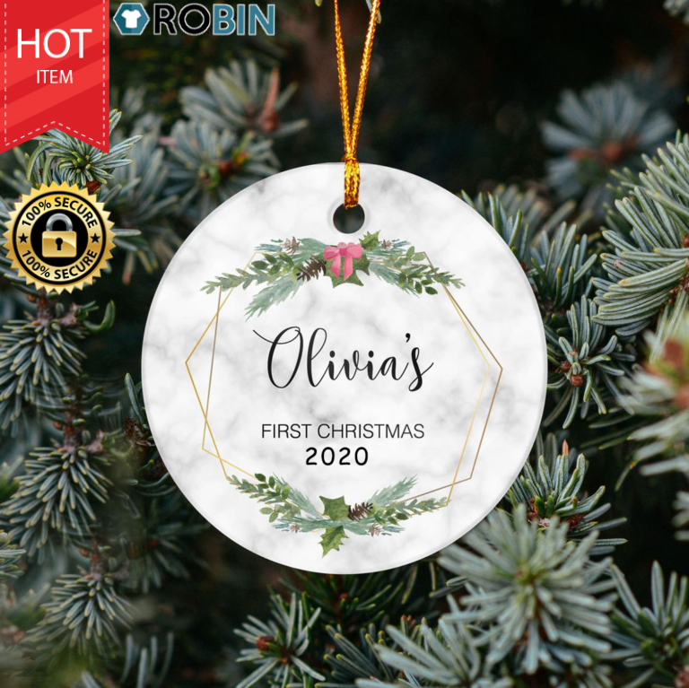 Personalized Name Baby’s First Christmas Ceramic Ornament