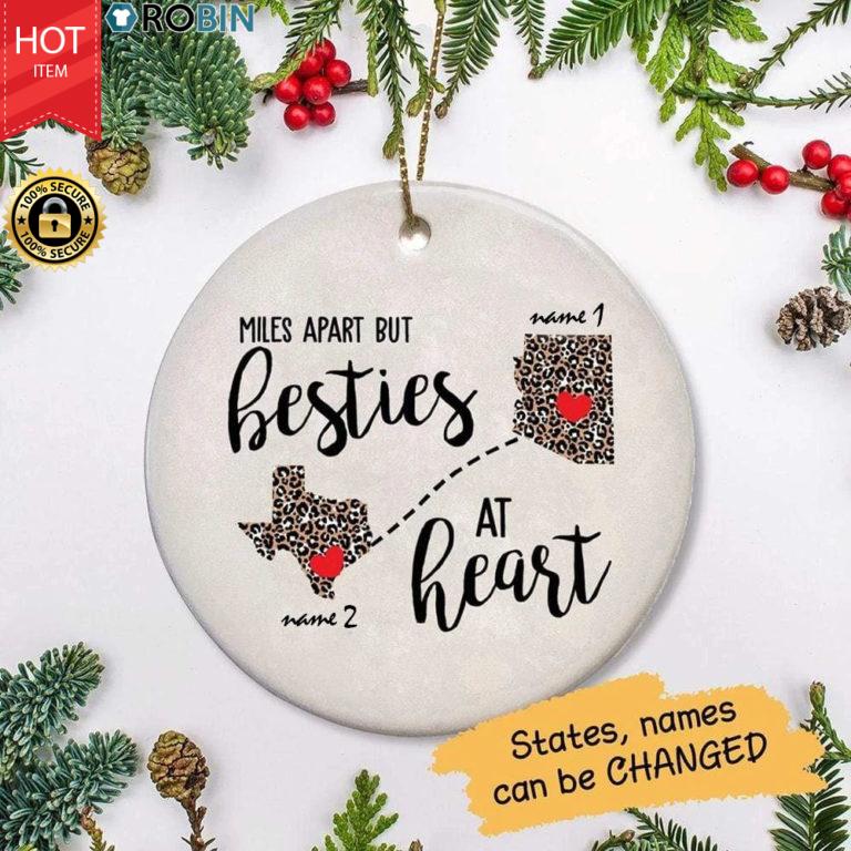 Personalized Miles Apart But Close At Heart Ceramic Ornament
