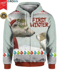 First Winter Polar Bears 3D Ugly Christmas Sweater Hoodie First Winter Polar Bears 3D Ugly Christmas Sweater Hoodie