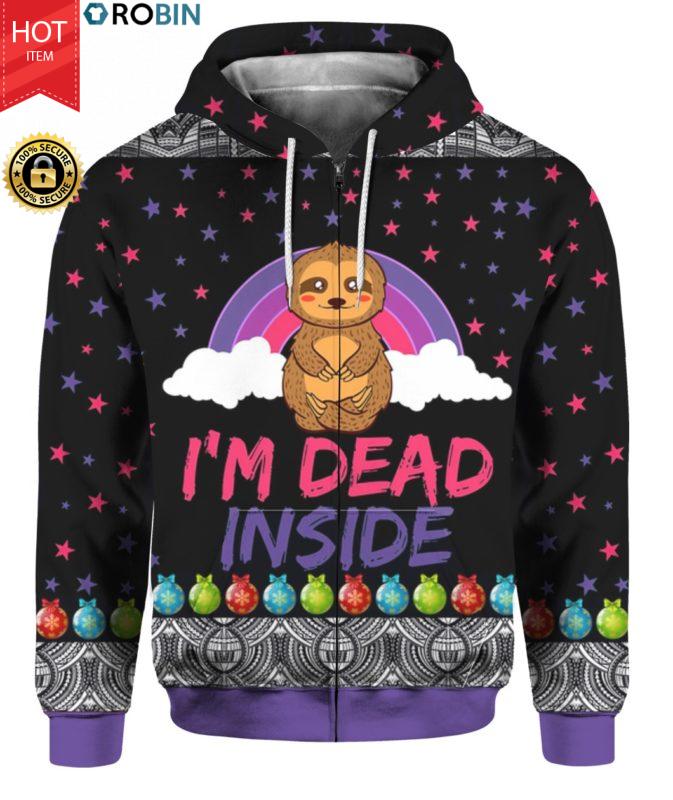 Sloth I’m Dead Inside 3D Ugly Christmas Sweater Hoodie