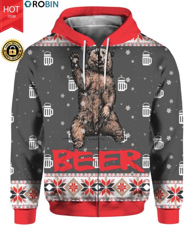 Bear Beer 3D Ugly Christmas Sweater Hoodie