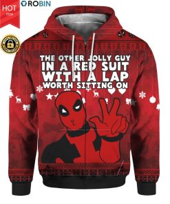 Deadpool The Other Jolly Guy in a Red Suit 3D Ugly Sweater Hoodie
