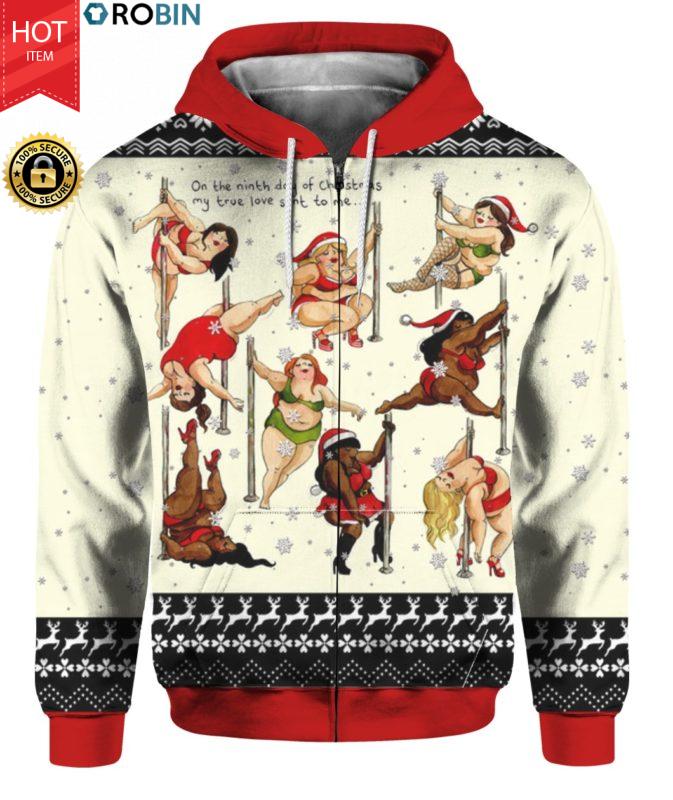 Nine Ladies Dancing Sexy 3D Ugly Christmas Sweater Hoodie