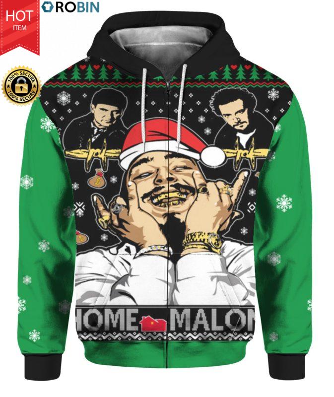Home Malone Home Alone Post Malone Parody 3D Ugly Christmas Sweater