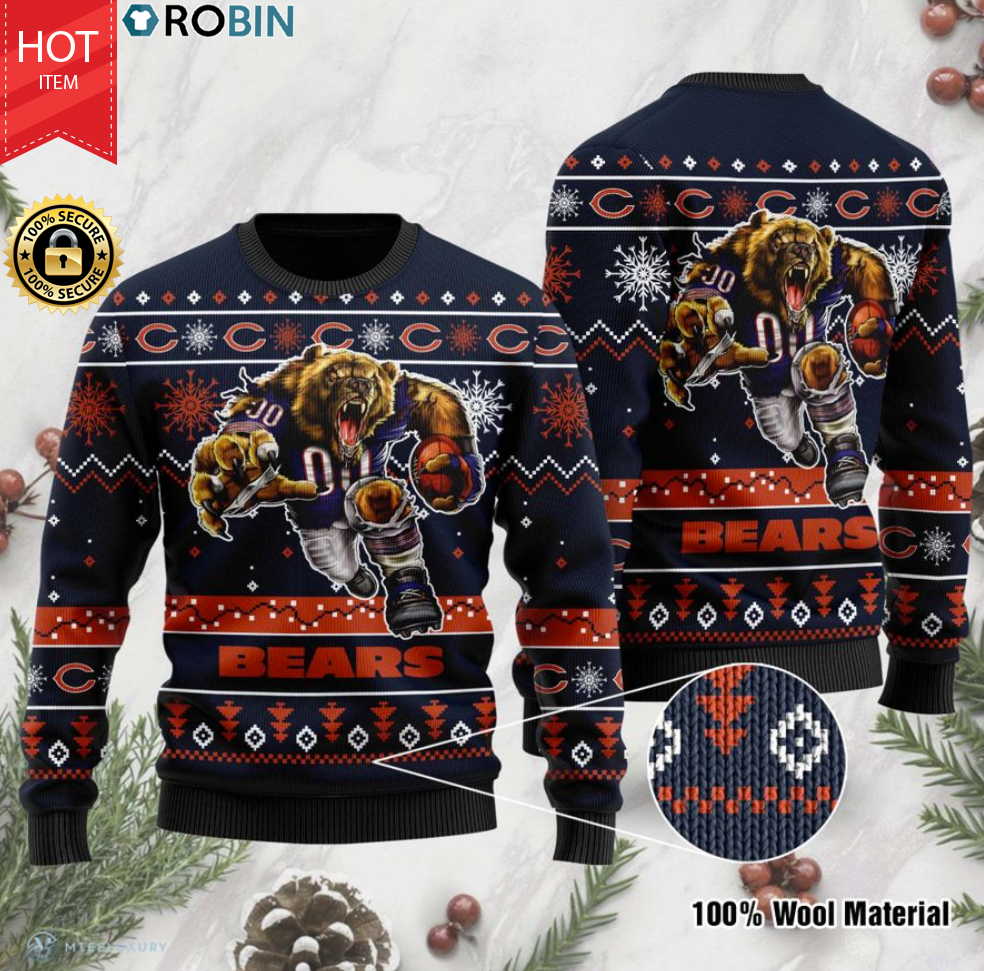 Chicago Bears ugly christmas sweater - RobinPlaceFabrics