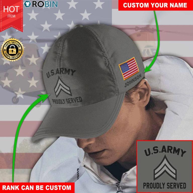 Personalized Name and Rank US Army Distressed Hat