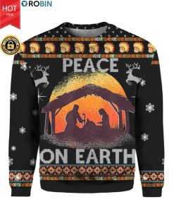 Nativity Jesus Peace On Earth 3D Ugly Christmas Sweater Hoodie