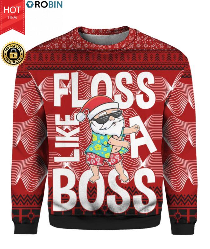 Santa Floss Like A Boss 3D Ugly Sweater Hoodie