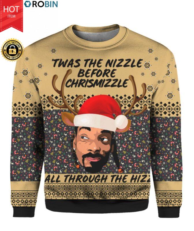 Snoop Dogg 'Twas The Nizzle Before Chrismizzle 3D Ugly Sweater Hoodie
