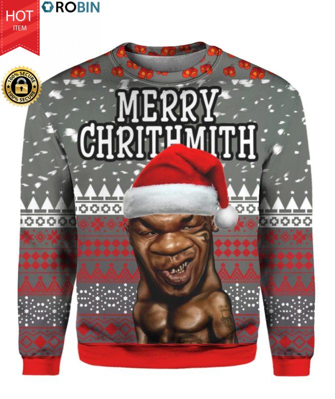 Mike Tyson Merry Chrithmith 3D Ugly Sweater Hoodie
