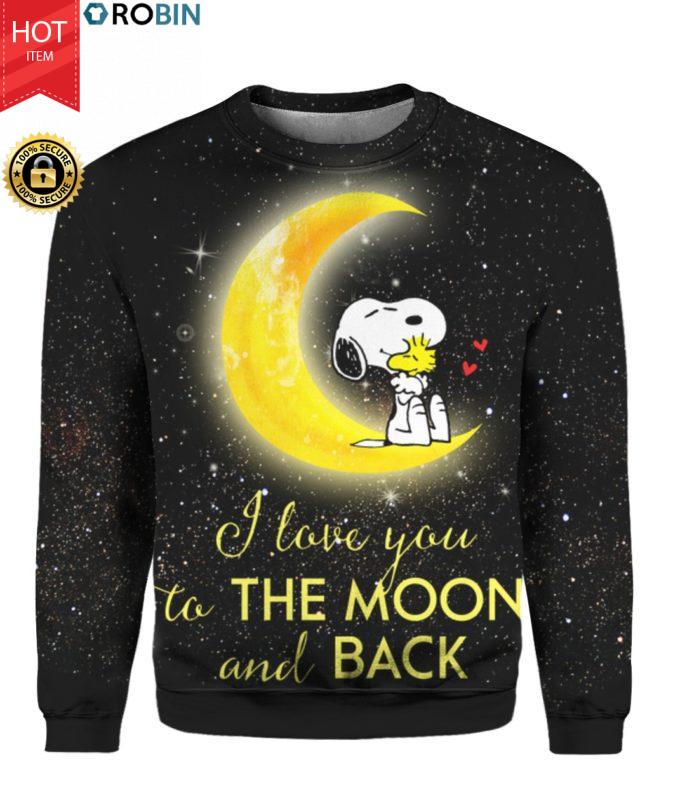 Snoopy I Love You To The Moon And Back 3D Shirt Sweater Hoodie