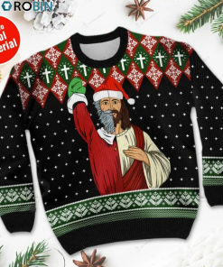 Jesus and Santa Claus ugly christmas sweater