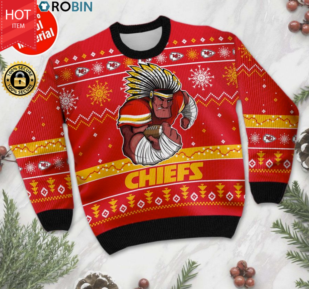 Kansas City Chiefs ugly christmas sweater - RobinPlaceFabrics
