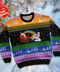 LGBT Santa Claus and unicorn hohoho homo ugly christmas sweater LGBT Santa Claus and unicorn hohoho homo ugly christmas sweater