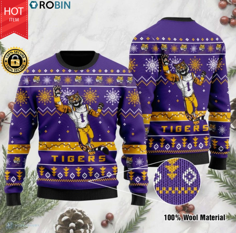 LSU Tigers football ugly christmas sweater