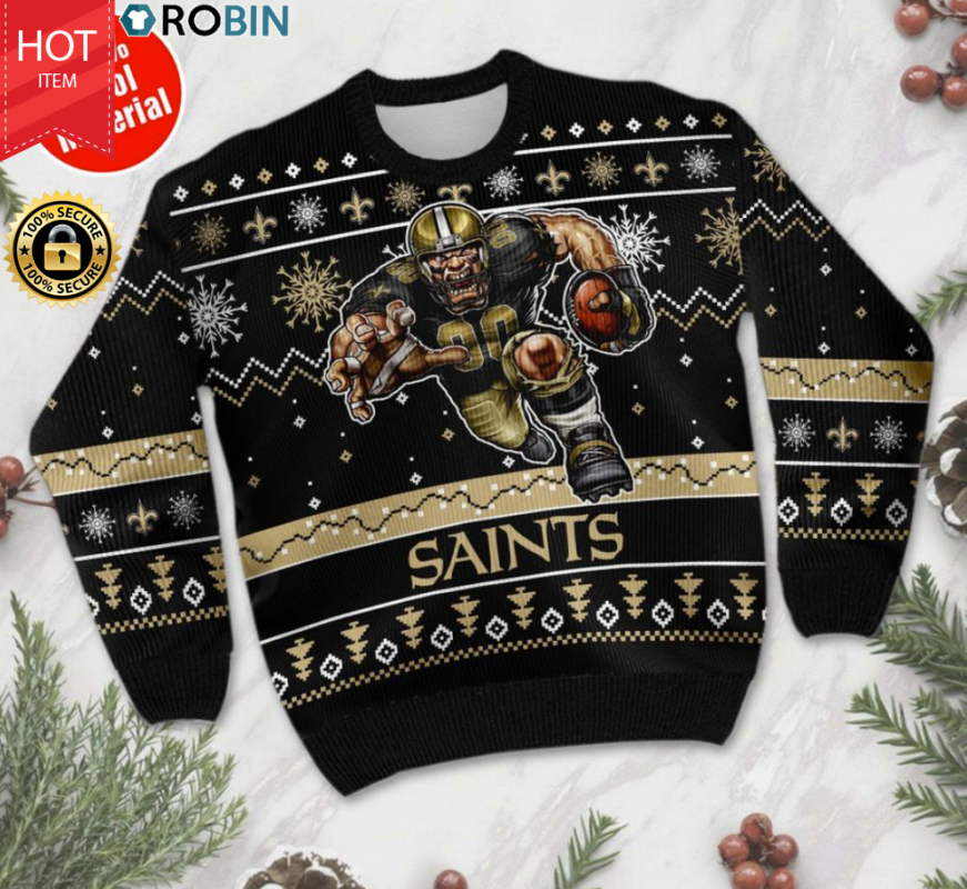 New Orleans Saints ugly christmas sweater RobinPlaceFabrics