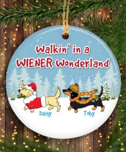 Personalized Dachshund Christmas Walkin’ in a Wiener Wonderland Ceramic Ornament Personalized Dachshund Christmas Walkin’ in a Wiener Wonderland Ceramic Ornament