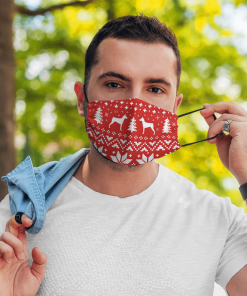 German Pinscher Ugly Christmas Sweater Pattern Face Mask with PM2.5 Filter