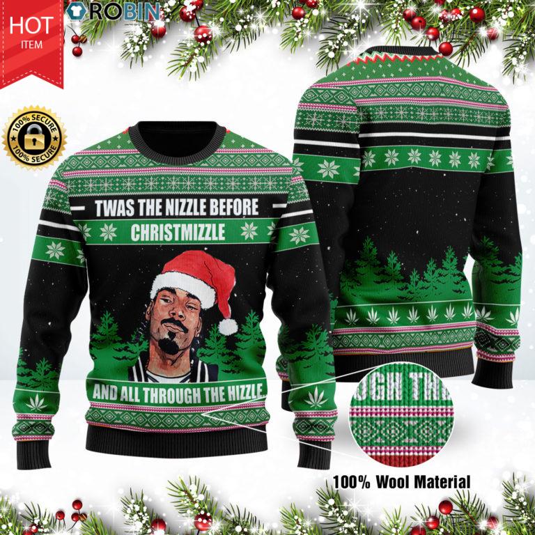Snoop Dogg Twas The Nizzle Before Christmizzle And All Through The Hizzle Christmas Wool Ugly Sweater