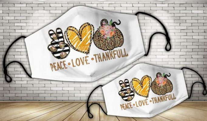 Peace Love Thankfull Face Mask with PM2.5 Filter