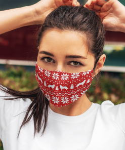 Flat Coated Retriever Ugly Christmas Sweater Pattern Face Mask with PM2.5 Filter Flat Coated Retriever Ugly Christmas Sweater Pattern Face Mask with PM2.5 Filter