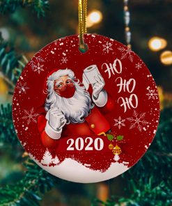 Santa Gift Ornament Red Circle Ornament