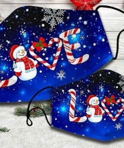 Snowman Love Christmas Face Mask with PM2.5 Filter