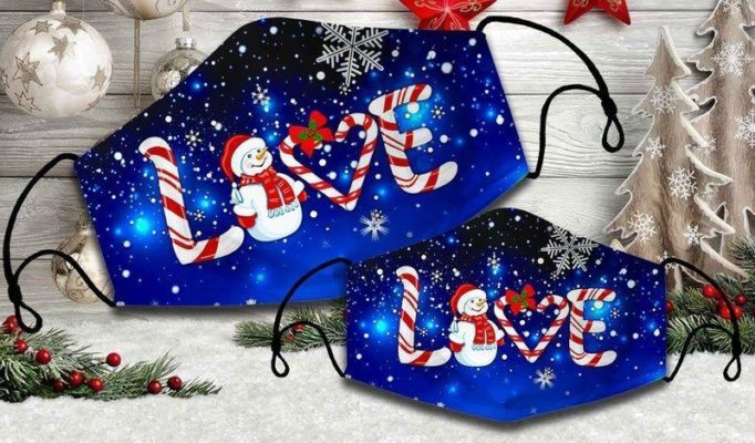 Snowman Love Christmas Face Mask with PM2.5 Filter