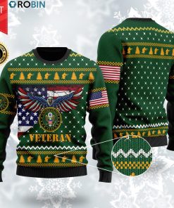 Bald Eagle US Army Veteran Christmas Wool Ugly Sweater