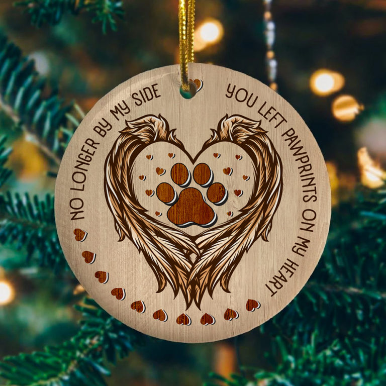No Longer By My Side You Left Pawprints In My Heart Decorative Christmas Ornament