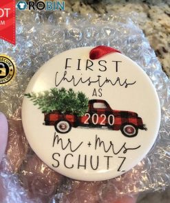 Personalized First Christmas Married Ceramic Ornament Personalized First Christmas Married Ceramic Ornament