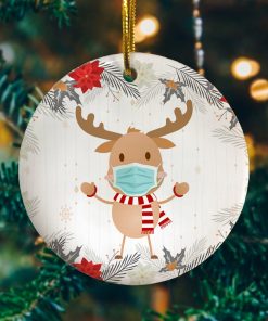 Reindeer Wearing A Face Mask Decorative Christmas Ornament