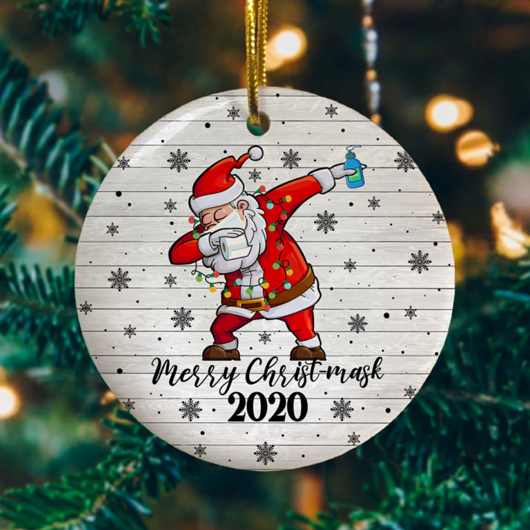 Santa Dabbing Wearing Mask Quarantine Decorative Christmas Ornament