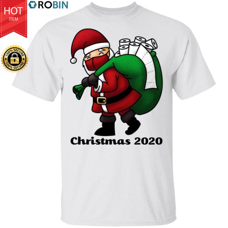 Santa With Face And Toilet Paper Funny Christmas 2020 Shirt