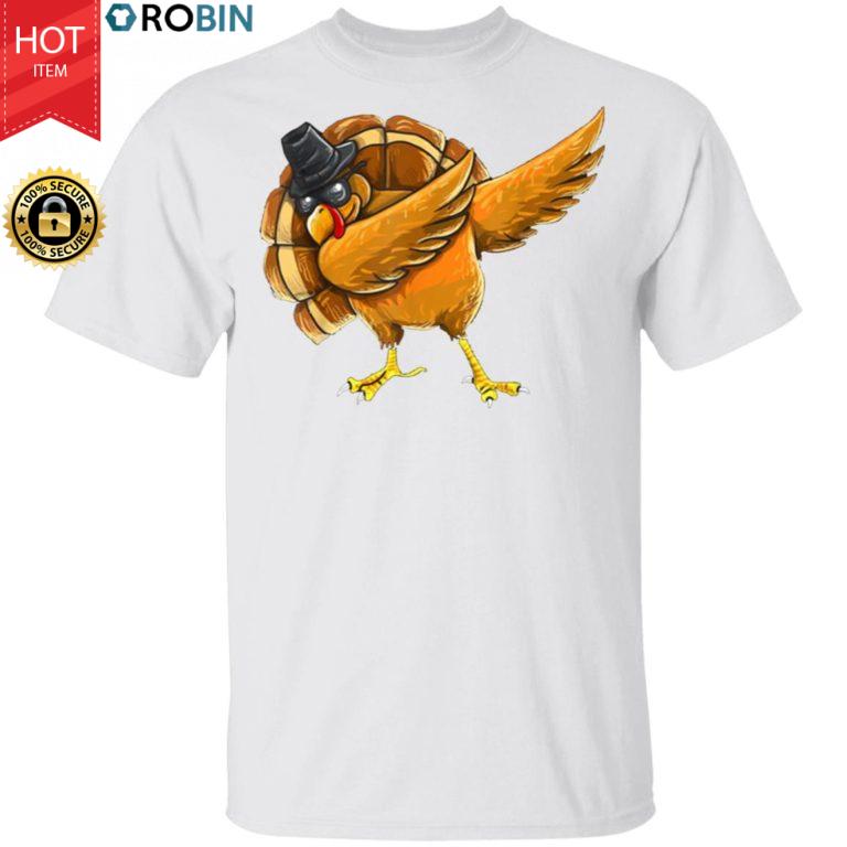 Dabbing Turkey Shirt Thanksgiving Boys Kids Men Turkey Day T-Shirt