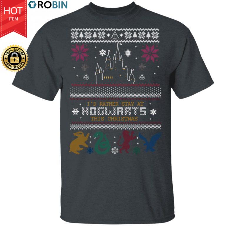 Id Rather Stay At HOGWARTS This Christmas Harry Potter Ugly Christmas Sweater, Long Sleeve