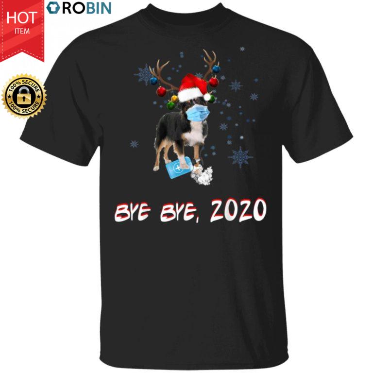 Australian Shepherd Dog Bye Bye 2020 Christmas New Year T-Shirt, Long Sleeve