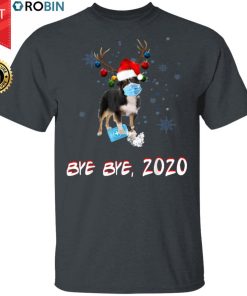 Australian Shepherd Dog Bye Bye 2020 Christmas New Year T-Shirt, Long Sleeve