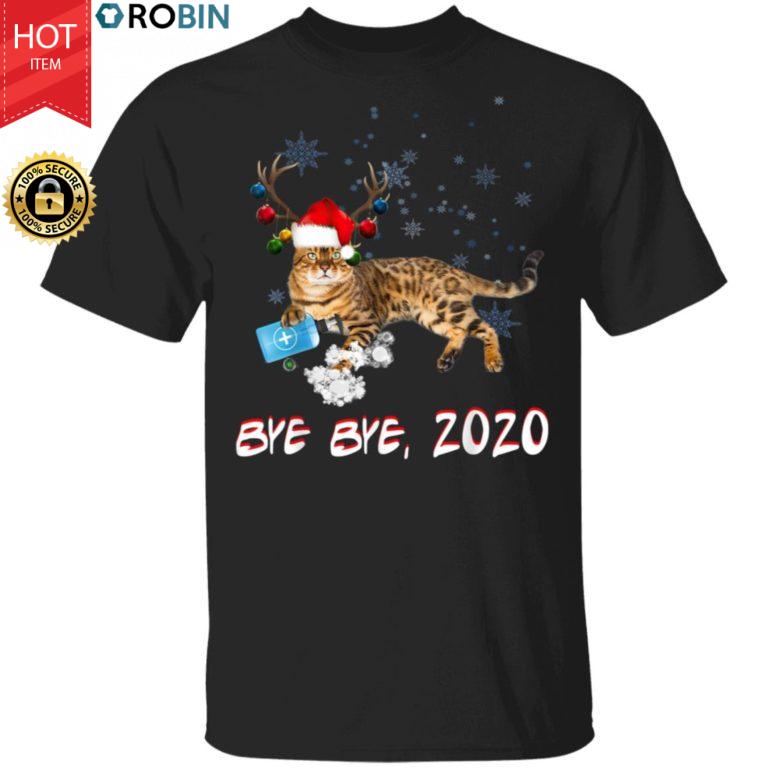 Ashera Cat Bye Bye 2020 Christmas New Year T-Shirt, Long Sleeve