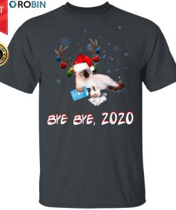 Applehead Siamese Cat Bye Bye 2020 Christmas New Year T-Shirt, Long Sleeve