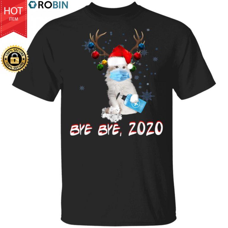 American Curl Cat Bye Bye 2020 Christmas New Year T-Shirt, Long Sleeve