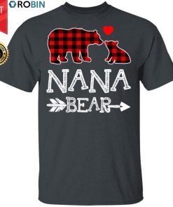 Nana Bear Christmas Pajama Red Plaid Buffalo Gift Shirt