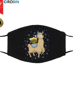 Menorah Hanukkah Llama Happy Llamakkah Llama Face Mask Menorah Hanukkah Llama Happy Llamakkah Llama Face Mask